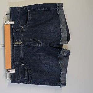 Daisy Fuentes Shorts Women's Size 4 Blue Double Button Waist Cuffed Frayed-hem